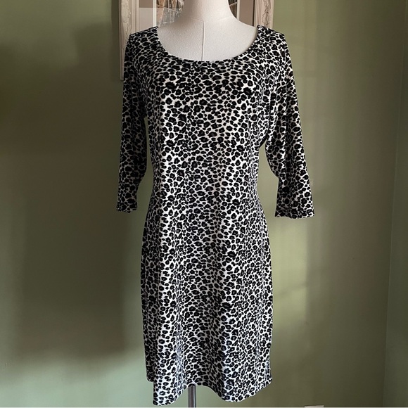 Vintage 80s/90s Faris Bodycon Cheetah Leopard Big Cat Animal Print Velour Dress - Picture 2 of 9